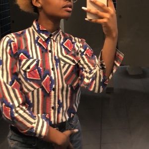 90s patterned button down